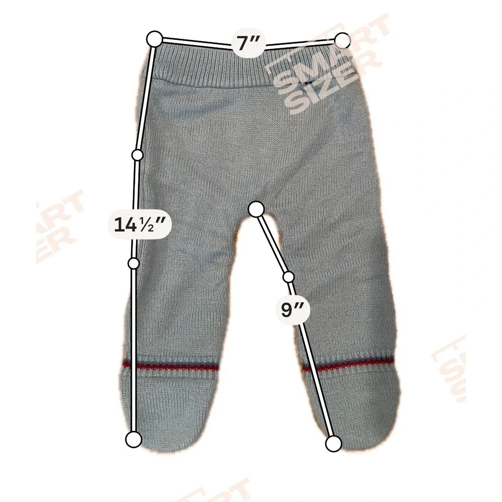 Vintage‎ Knit Sweater & Footed Pants Set Infant 3 Months Blue Bear Train 2pc